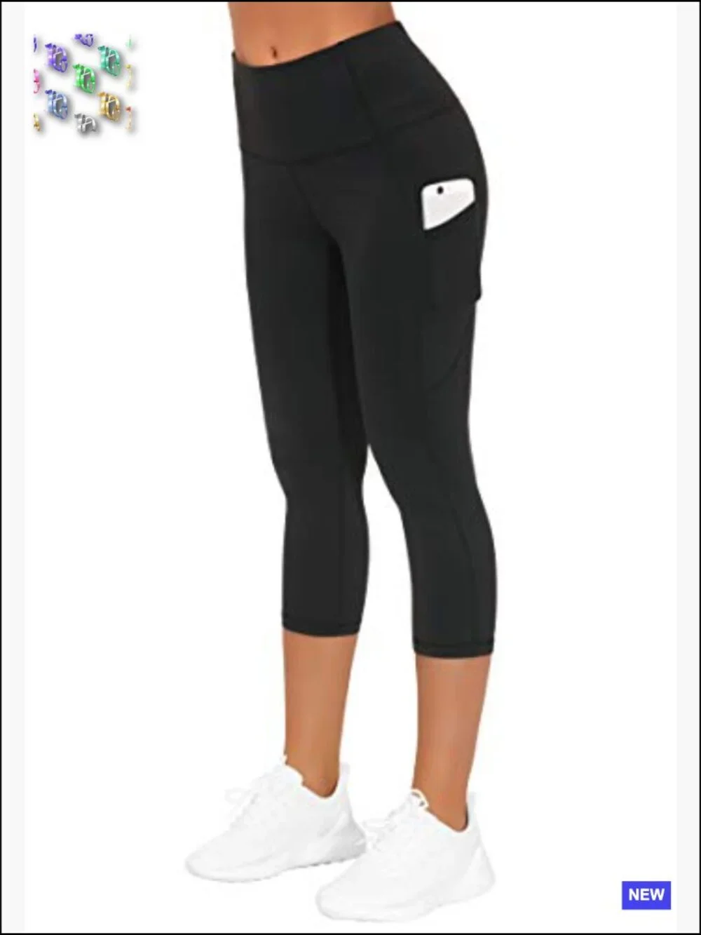 High Waist Capri Yoga Leggings with Pockets Tummy Control Workout Running